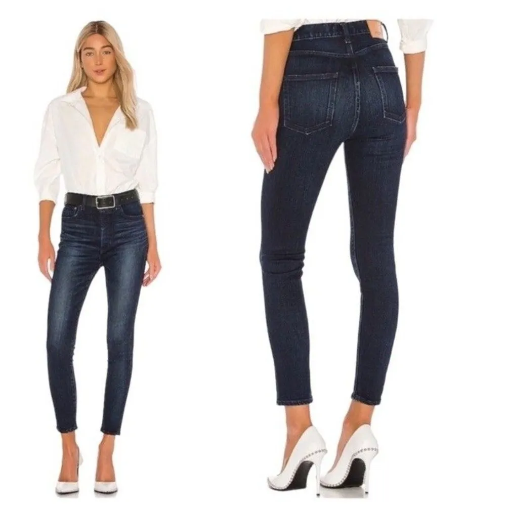 Moussy Vintage Mid Rise Skinny Jeans Dark Blue Wash Japanese Denim Women’s 25 - Image 3