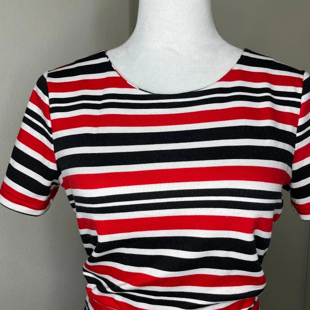 Jules & Leopold Striped Knit Set Short Sleeve Top Elastic Waist Pencil Skirt XS - Image 2