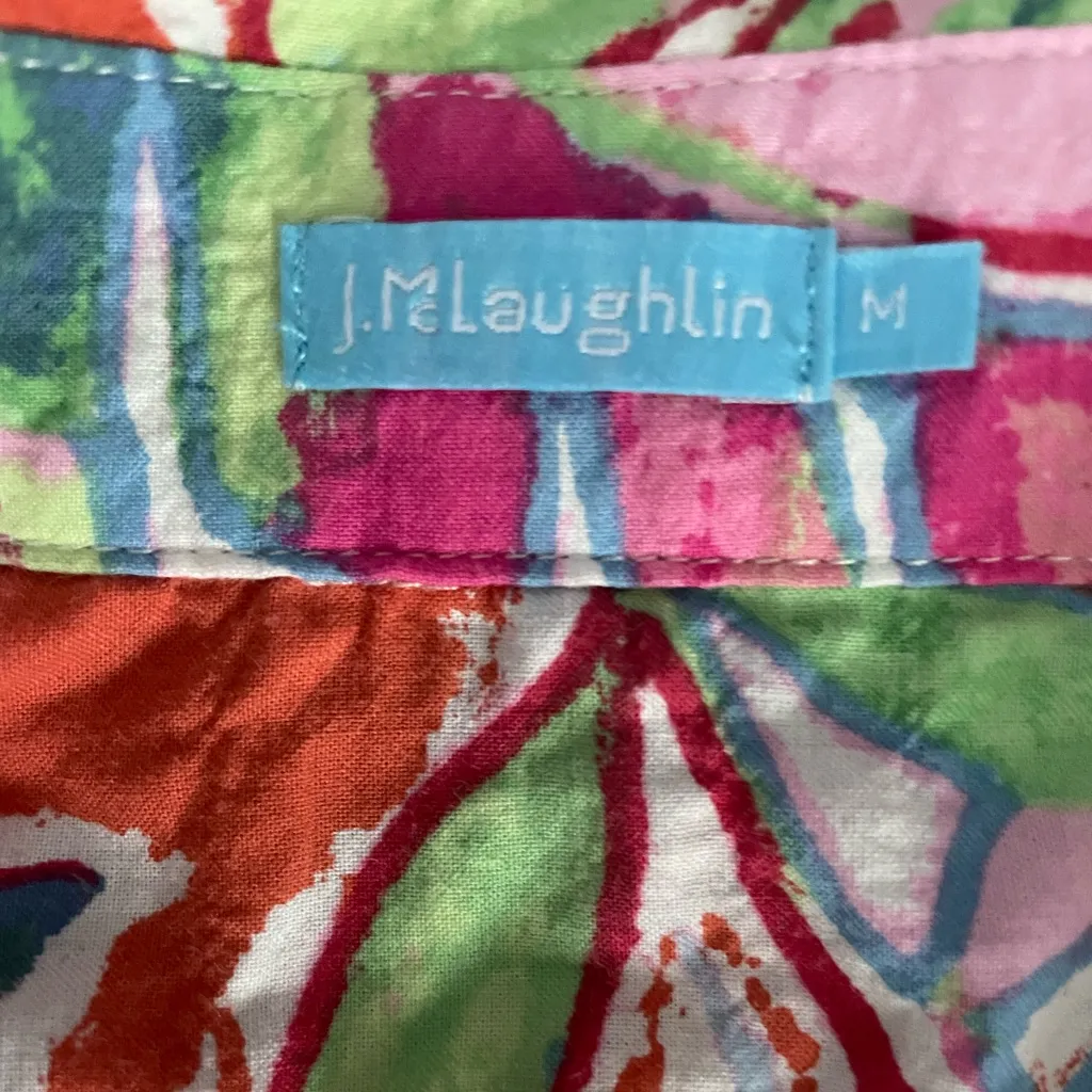 J. McLaughlin Bright Tropical Leaf Flower Print Top Orange Size M - Image 9