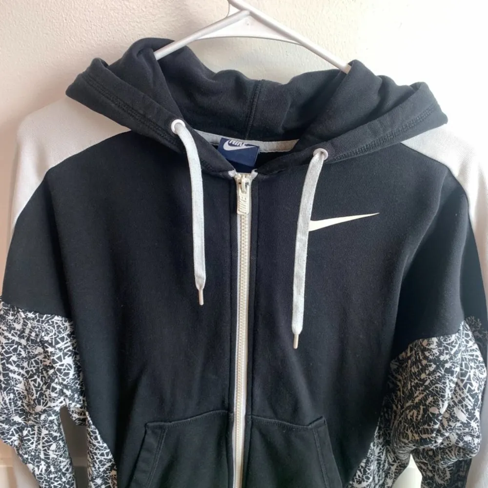 Nike Black, White, & Neon Green Paint Splatter Print Full Zip Jacket - Image 5