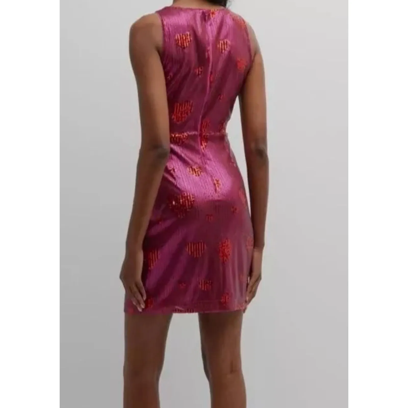 ONE33 Social Pink & Red Sequin Hearts‎ Faux Wrap Party Dress Size 8 - Image 4