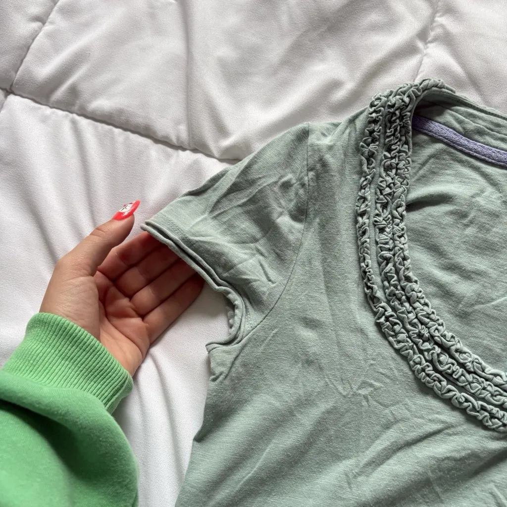 Vintage 90s Y2K Mint Green Womens Size 6 Green T Shirt Baby Tee Round Neck - Image 3