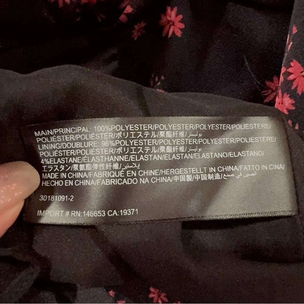 Keepsake Infinity Long Sleeve Satin Mini Dress Black with Pomegranate Ditsy Size Size XS - Image 13