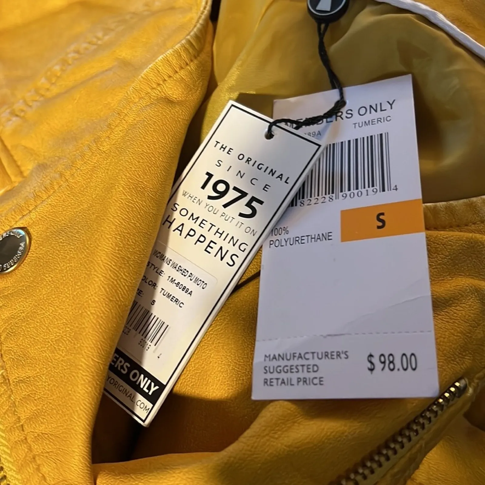 Members Only Womens Size S Collarless Moto Zipper (Tumeric) Jacket NWT - Image 6