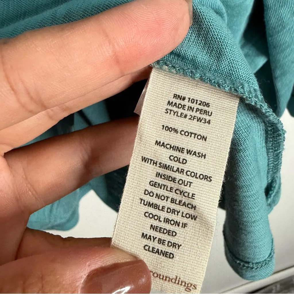 Soft‎ Surroundings Parisian Poet Top Teal Size XL Scoop Neck 3/4 Sleeves Casual - Image 5