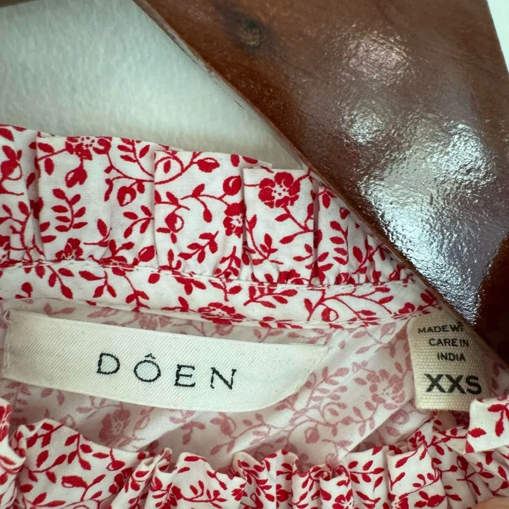 DÔEN Dia Dress in Rouge Cottage Ivy Floral XXS Red - Image 3