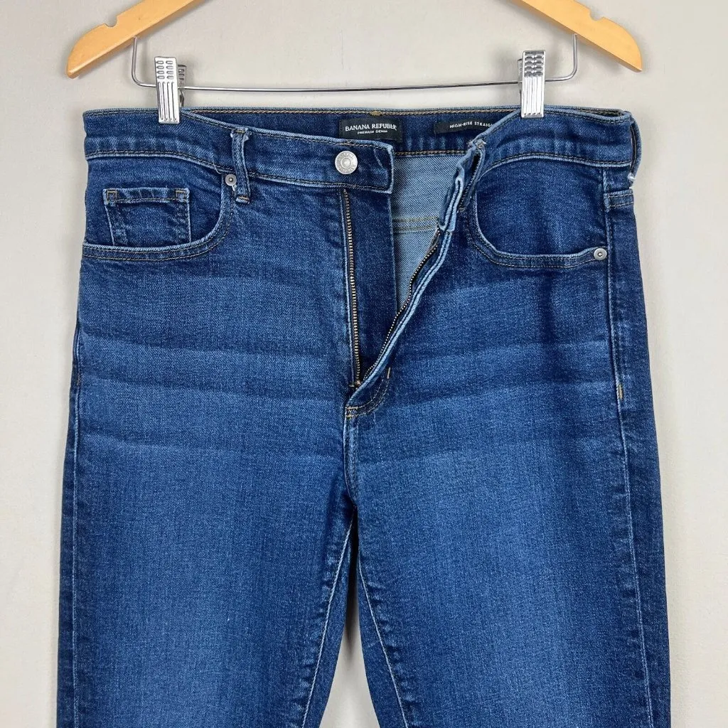 Banana Republic Jeans Womens 31 Blue High Rise Straight‎ Raw Hem Ankle Denim - Image 9