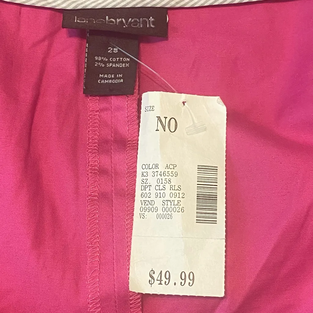 New NWT Lane Bryant Hot Pink Pencil Straight Skirt Vented Size 28‎ - Image 4