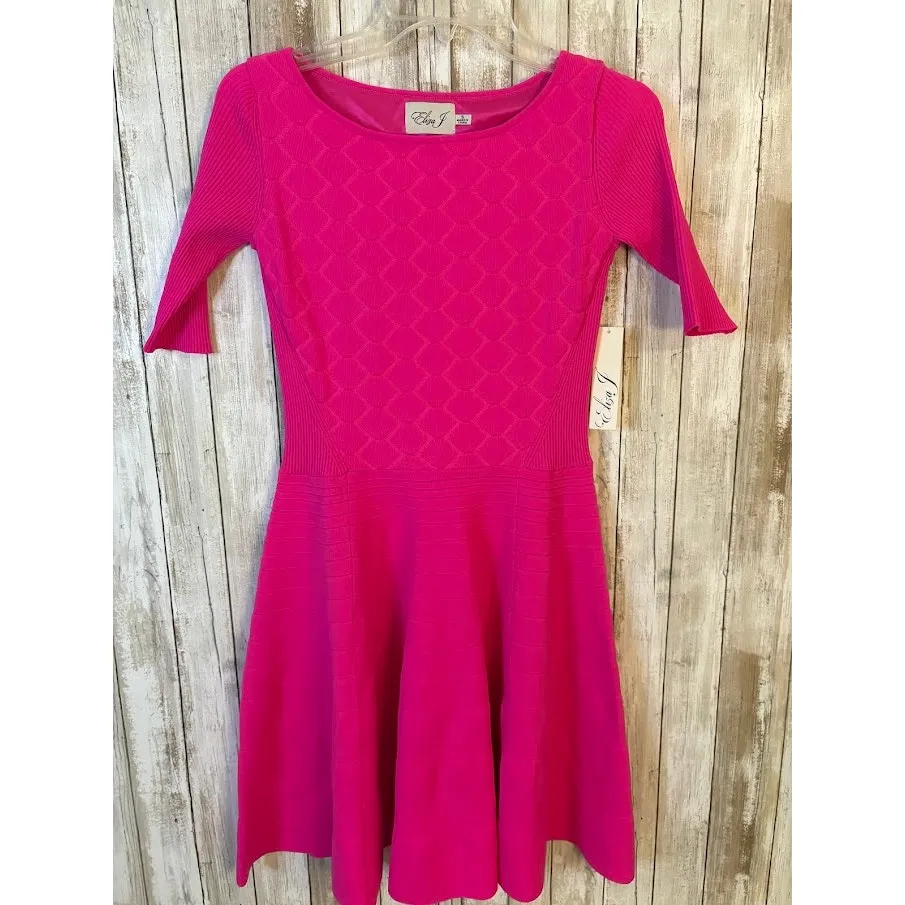 Eliza J Knit Fit and Flare Hot Pink Dress Size Small NWT - Image 8