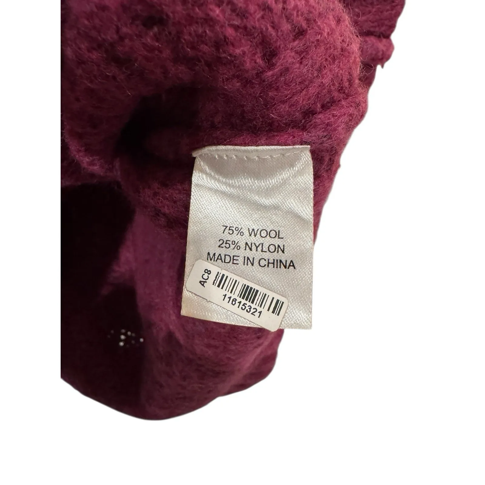 Tuckernuck‎ Peacock Sweater Womens Merlot Wool Fisherman Cableknit Crewneck  XS - Image 6