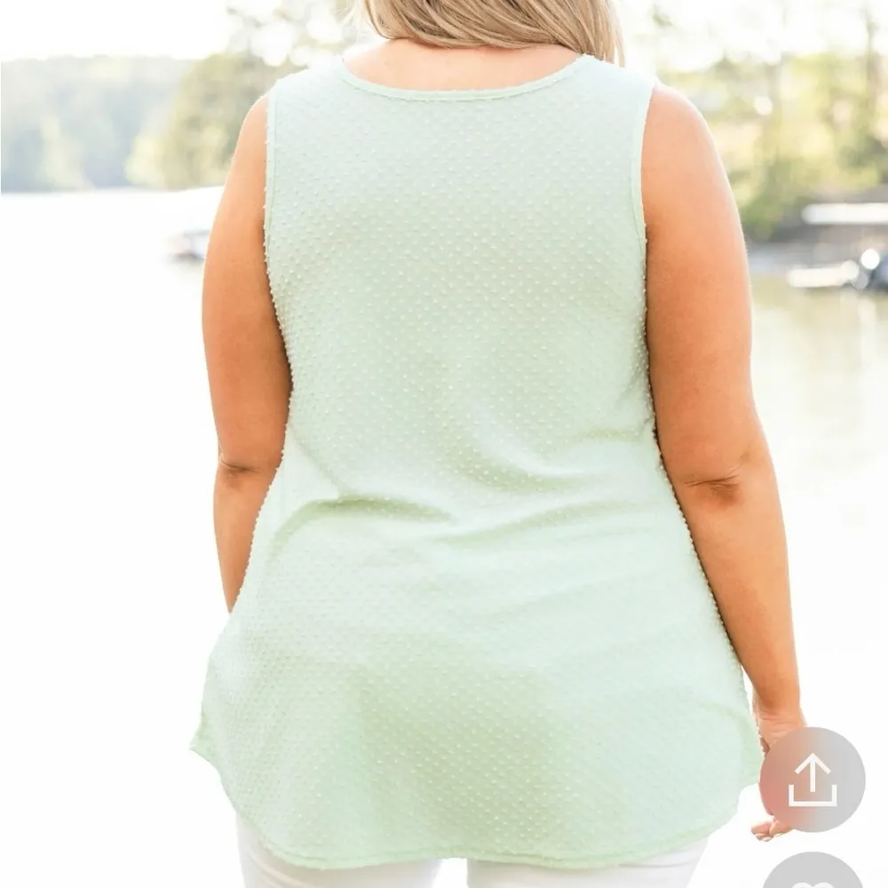 ✨Sleeveless Mint Green Textured Tank Top Casual Comfort Summer Style - Image 2