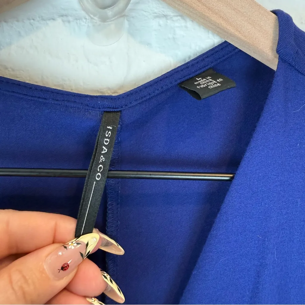 ISDA & CO Royal Blue Wrap Dress Pockets Elastic Waist V - Image 2