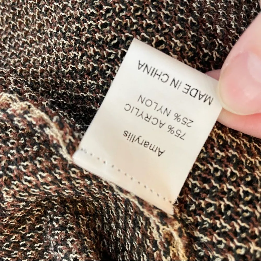 Amaryllis x Ashlee Nichols Leopard Stripe Oversized Lightweight Vneck Sweater M Tan Size M - Image 7