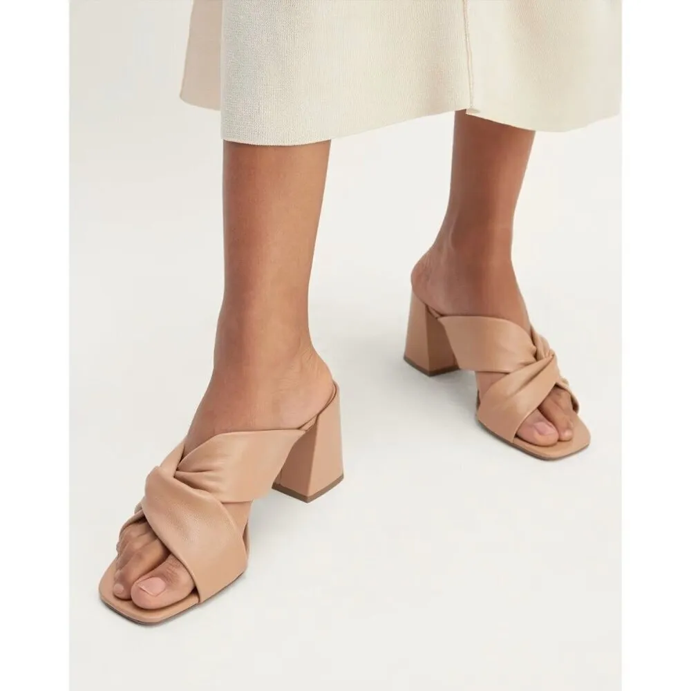 Everlane The Day Twist Heels in Blush Tan 6.5 New Womens High Sandals - Image 11