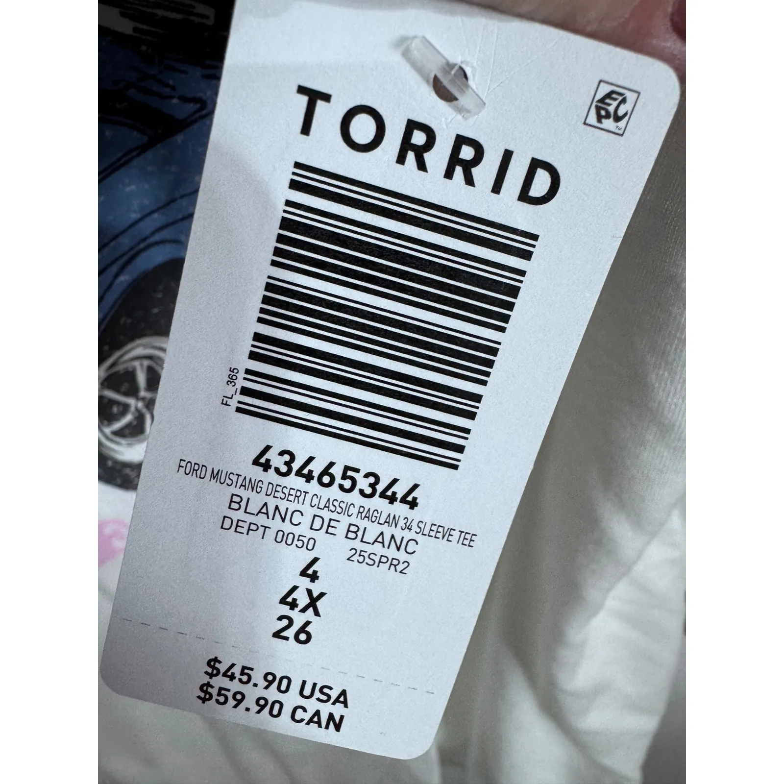 Torrid Ford Mustang Desert Classic Raglan Graphic Tee Women's 4X White Gray New - Image 7