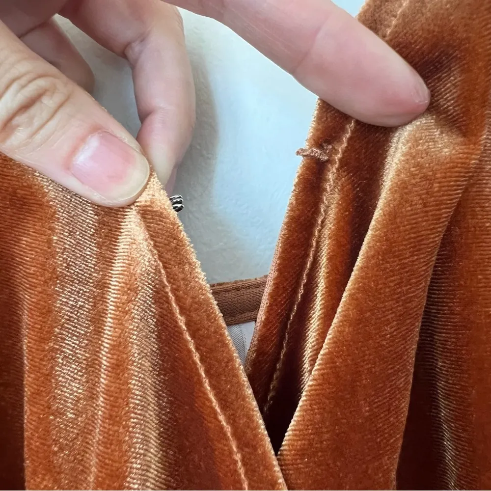 Dessy Collection 1536 Velvet Wrap Maxi Dress Gown Golden Almond Size Small NWT - Image 9