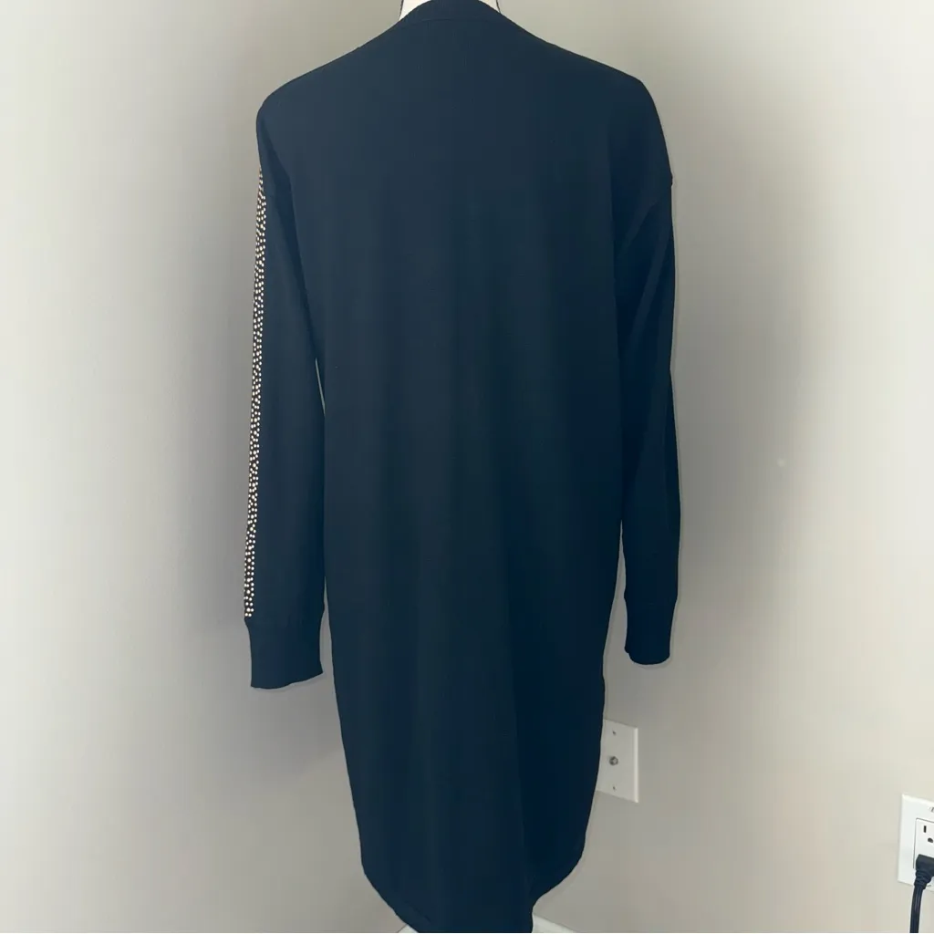 Calvin‎ Klein Womens Edgy Black Sweater Dress Embellished Sleeves size Medium - Image 4