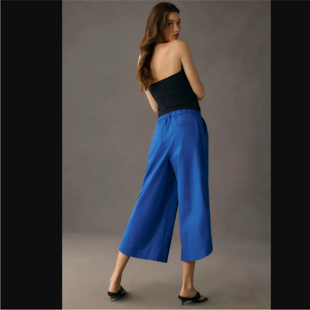Mare Mare x Anthropologie Curved Hem Cropped Wide Leg Pants in Cobalt Blue - Image 3