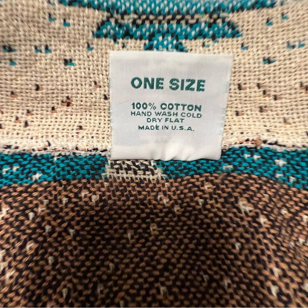 Sugar Street Weavers Western Aztec Print Jacket One Size Turquoise Brown Ivory Blue - Image 6