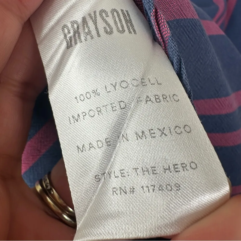 Grayson The Hero Shirt Womens 3/ US M Striped Button Down Casual Relaxed Fit Blue Size M - Image 5