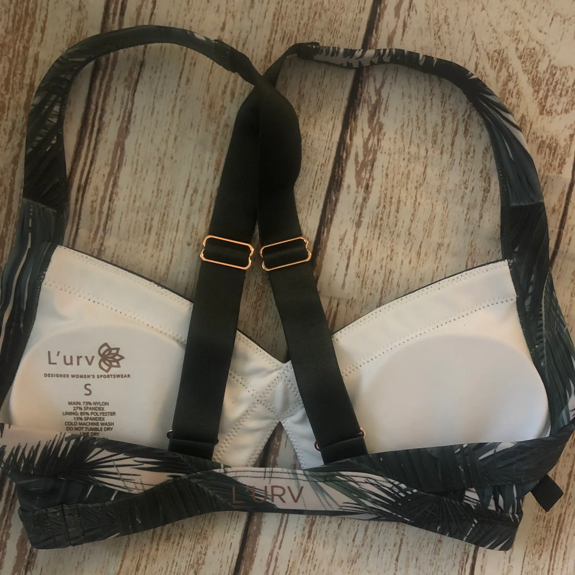 L’urv Designer Women’s Sportswear Palm Leaf Print Sports Bra Size Small - Image 8