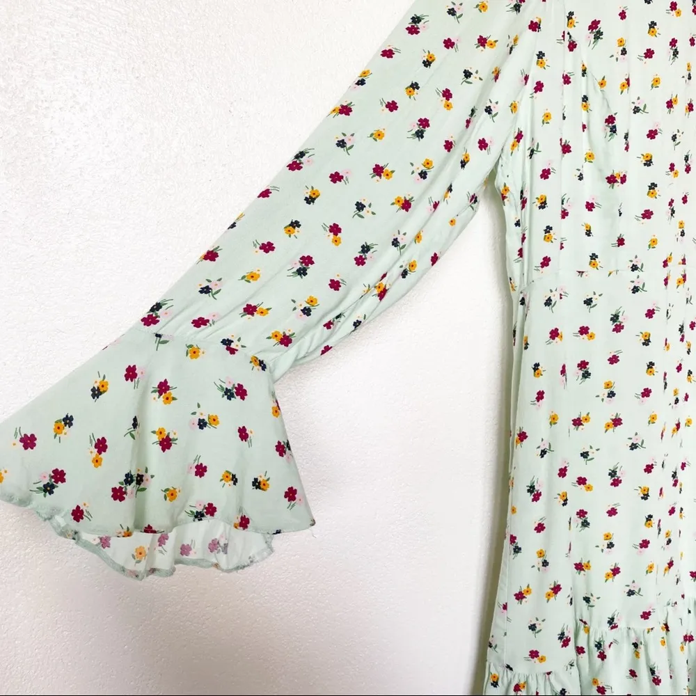 Fluted Long Sleeve Ruffle Hem Mini Dress Size 14 - Image 6