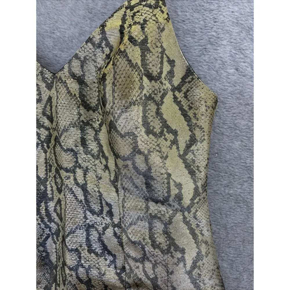 TopShop dress Gold Black Snakeskin Shimmery Dress Size US 6 UK 10 Sleeveless - Image 5