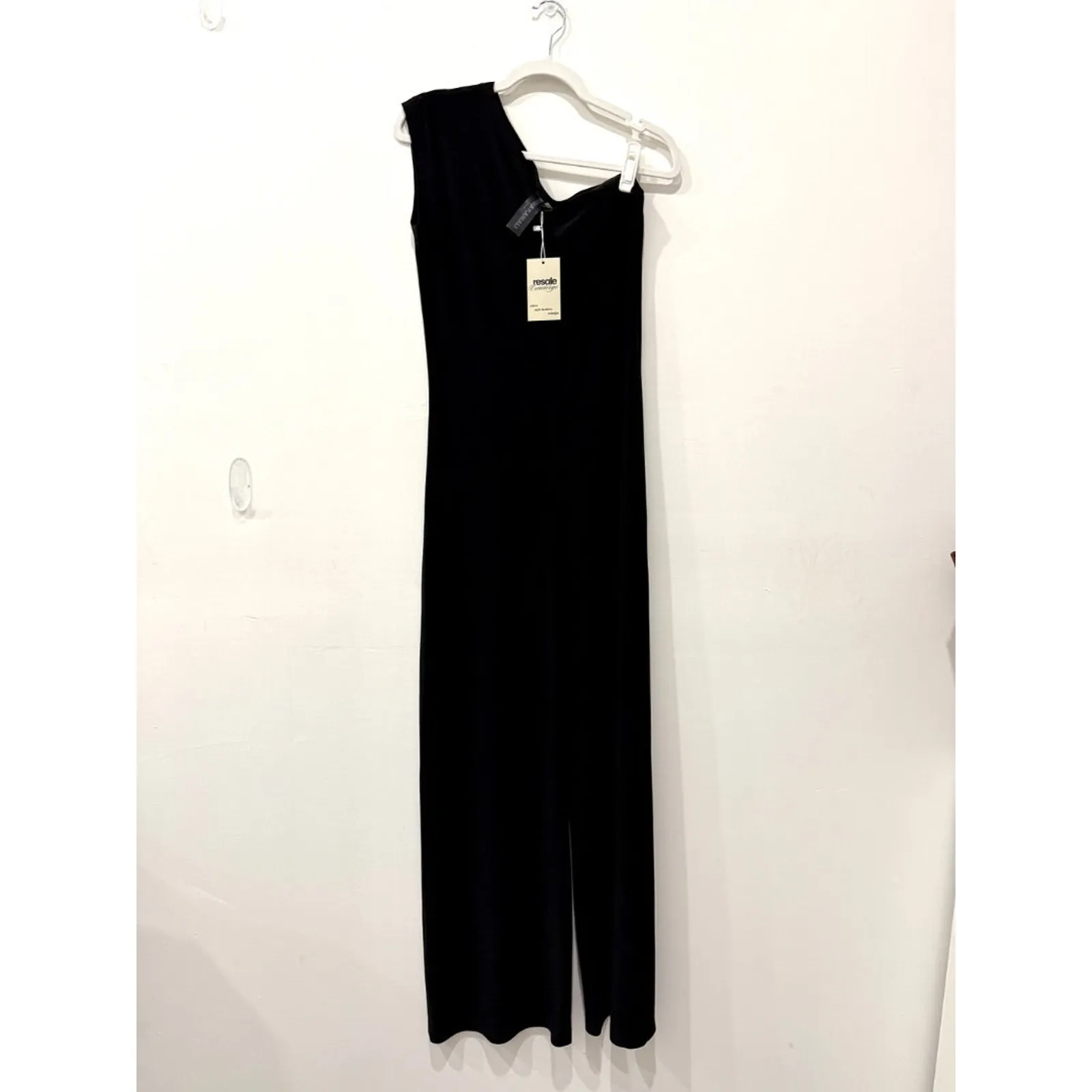 Norma Kamali Drop Shoulder Stretch Straight Jumpsuit Black Women's Size Medium - Image 3