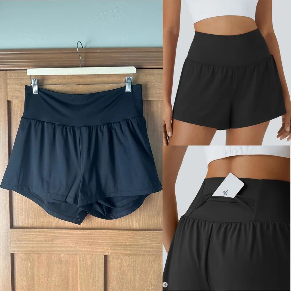 Halara SoftlyZero Airy Super High Waisted Yoga Shorts w/ Pockets Black size XL​ - Image 2