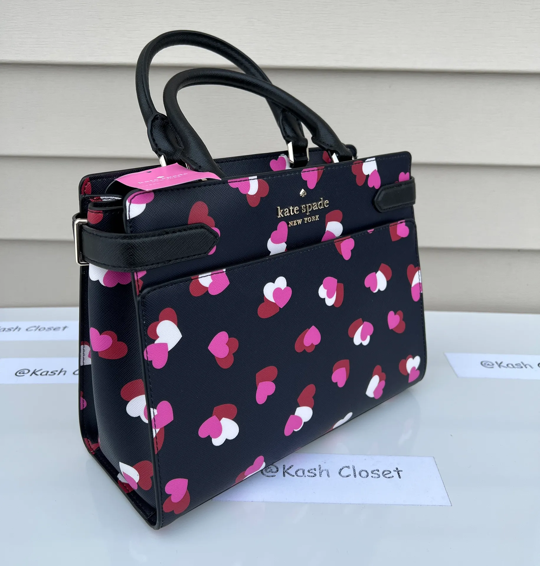 staci heart print medium satchel - Image 4