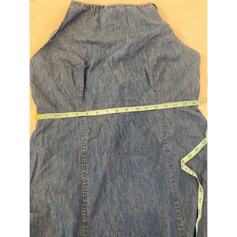 ASOS Lightweight Soft Denim Halter Slip Dress Criss Cross Straps EUC Sz 12 Mini - Image 10