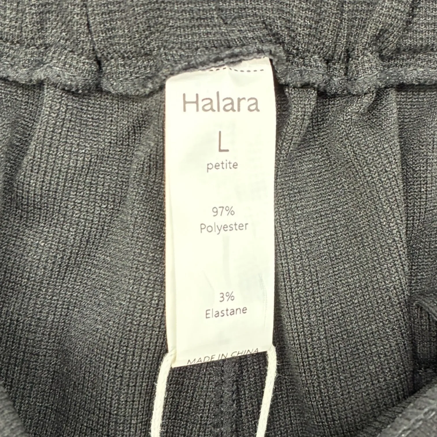 Halara Wide Leg Petite Pants Black Elastic Waist Pleated Waffle Size L - Image 3