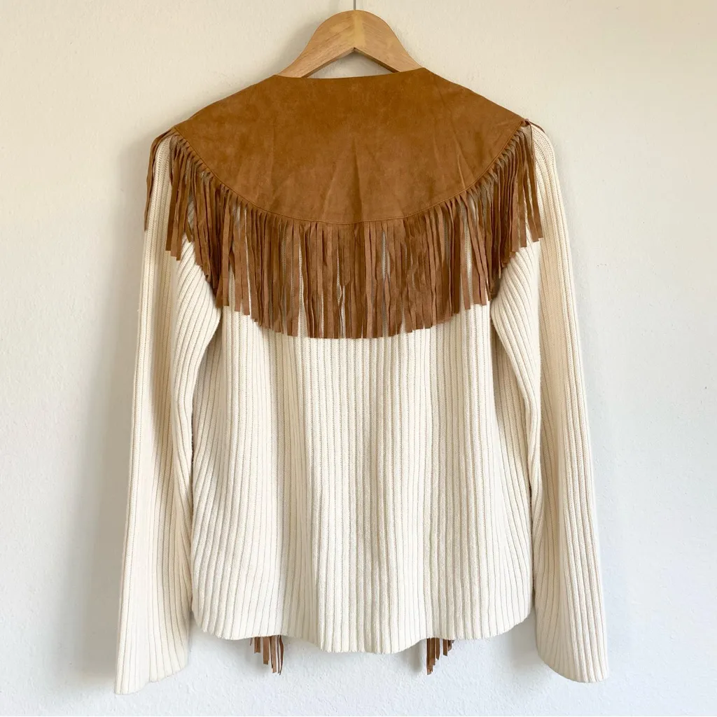 Western Camel Brown Faux Suede Fringe Collar Vest New Cowgirl Costume Halloween - Image 9