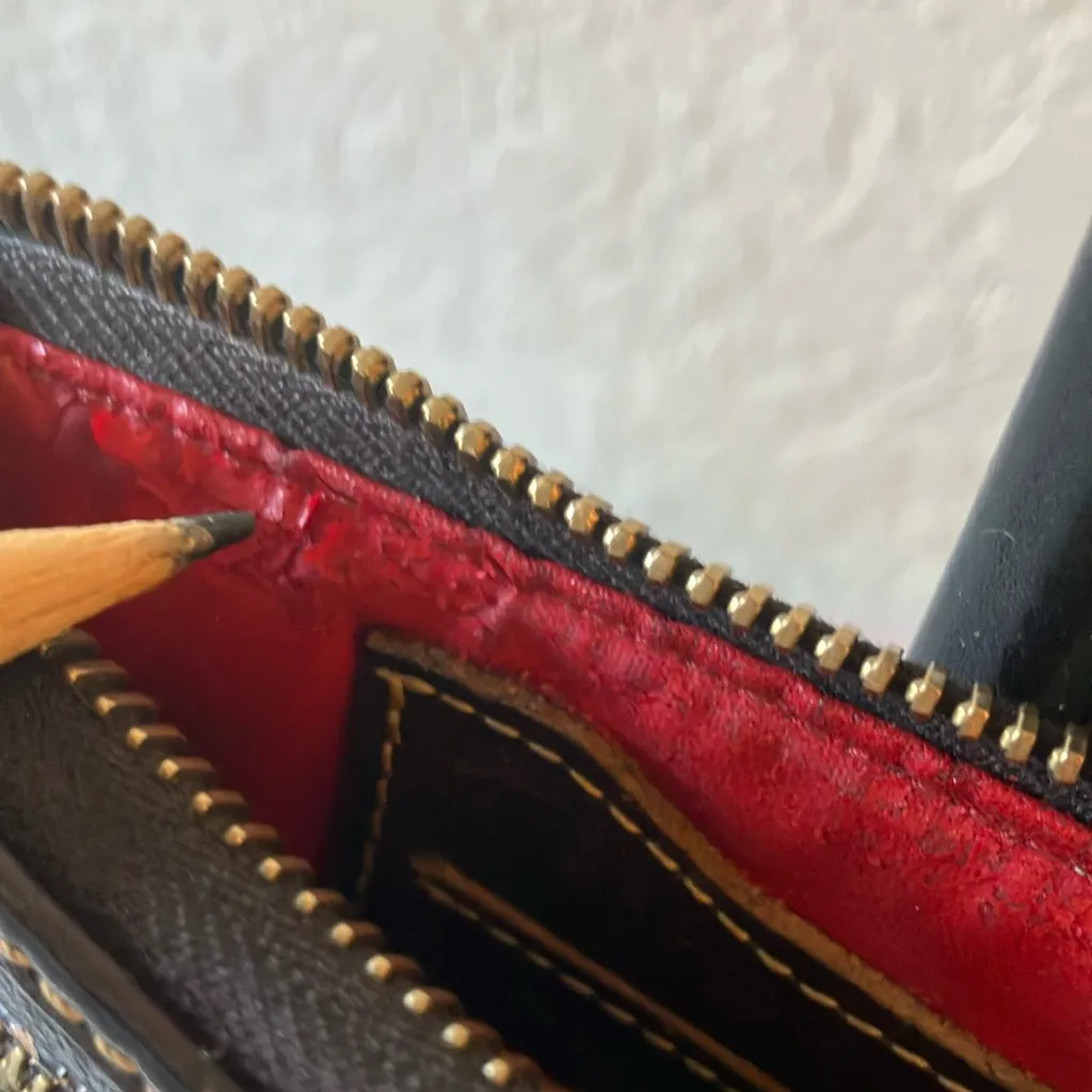 Dooney & Bourke: Vintage Animal Print Leather Wristlet- Gold Tone- flaws - Image 9