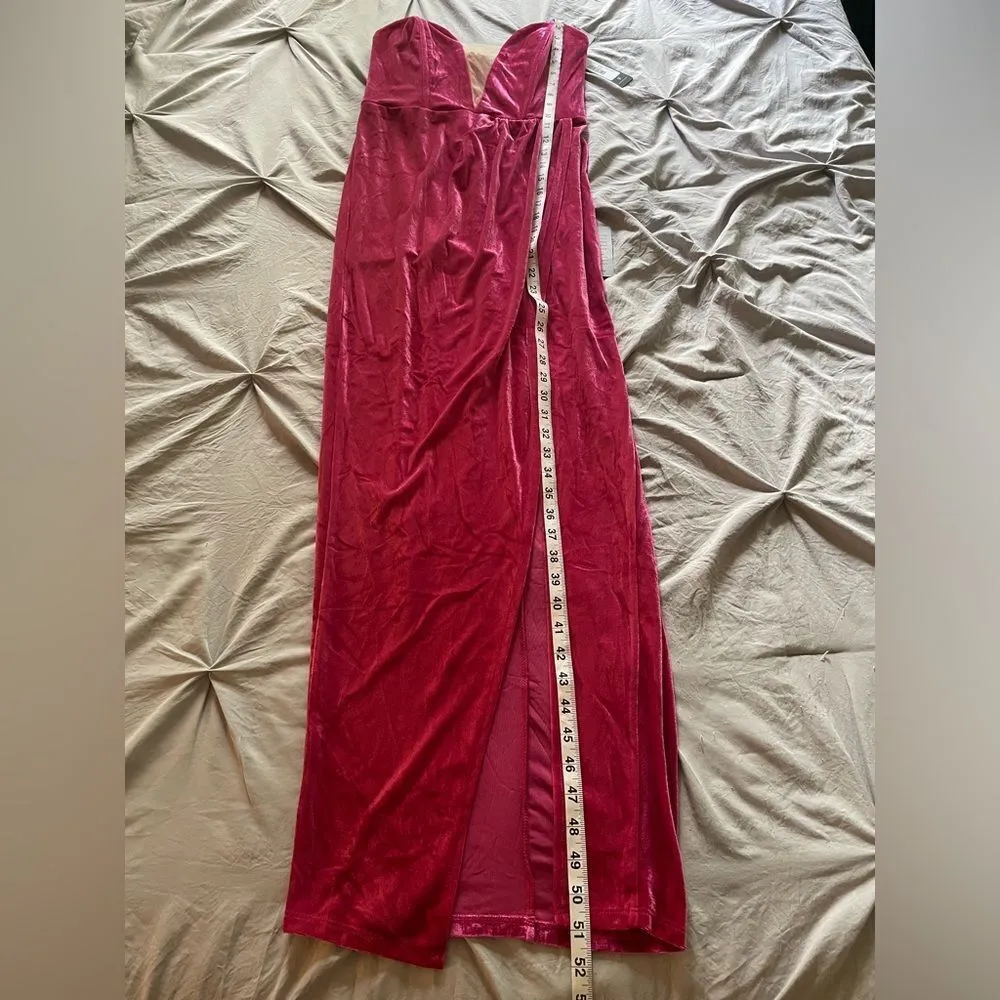 NEW Lulus My Dream Come True Pink Velvet Strapless Elegant Maxi Dress - Image 4
