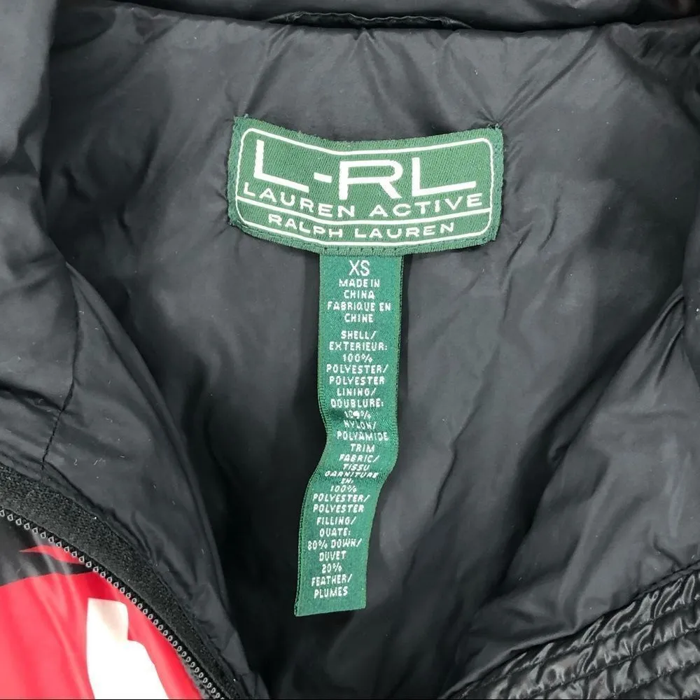 Ralph Lauren Active Black Puffer Jacket Zip Front Long Sleeve Aztec size XS - Image 12