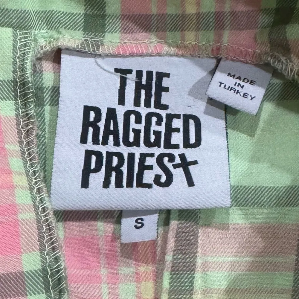 The Ragged Priest Memory Ruched Plaid Mini Dress Women’s Small - Image 4