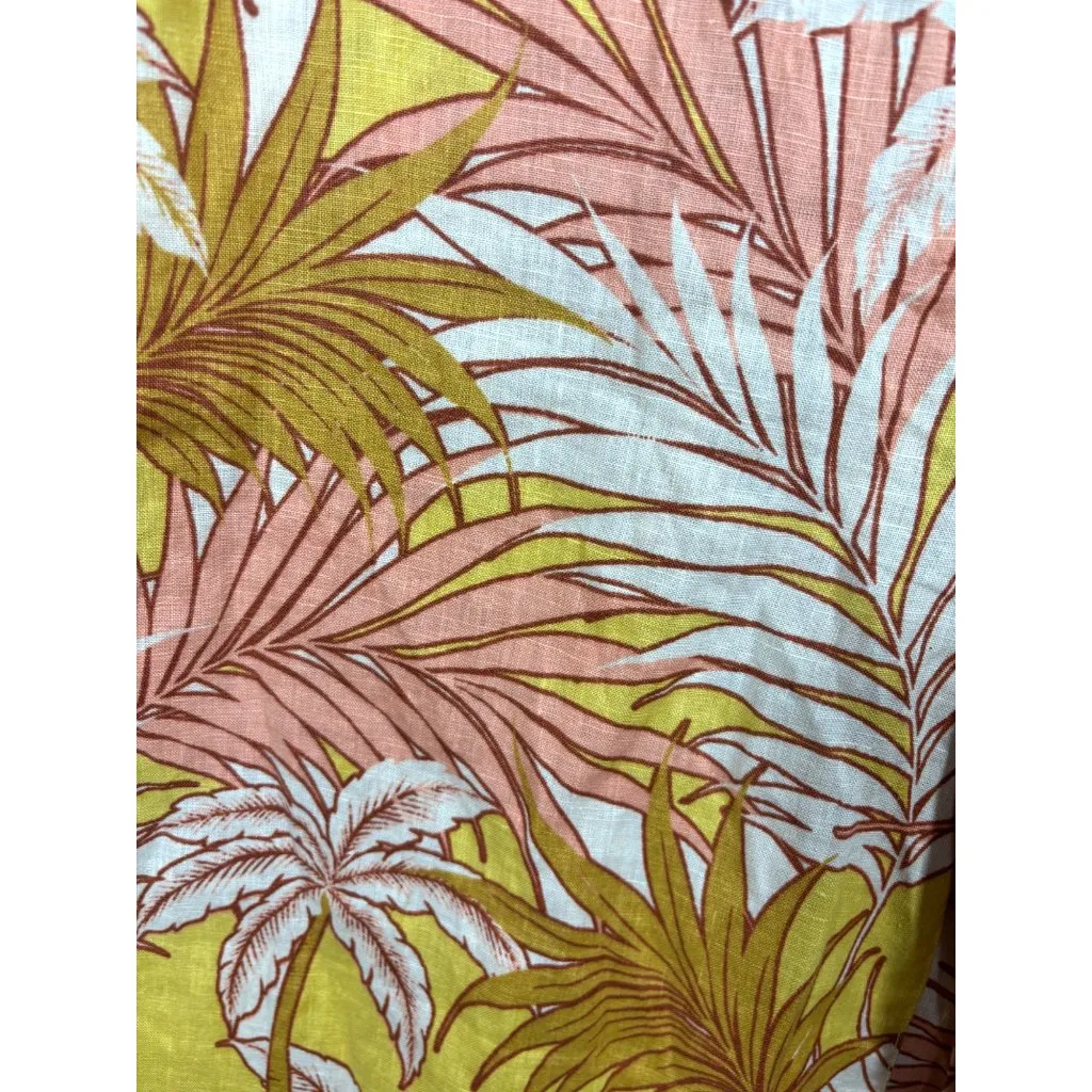 Tahari Womens Tropical Print Linen Pants XL Yellow & Pink‎ - Image 2