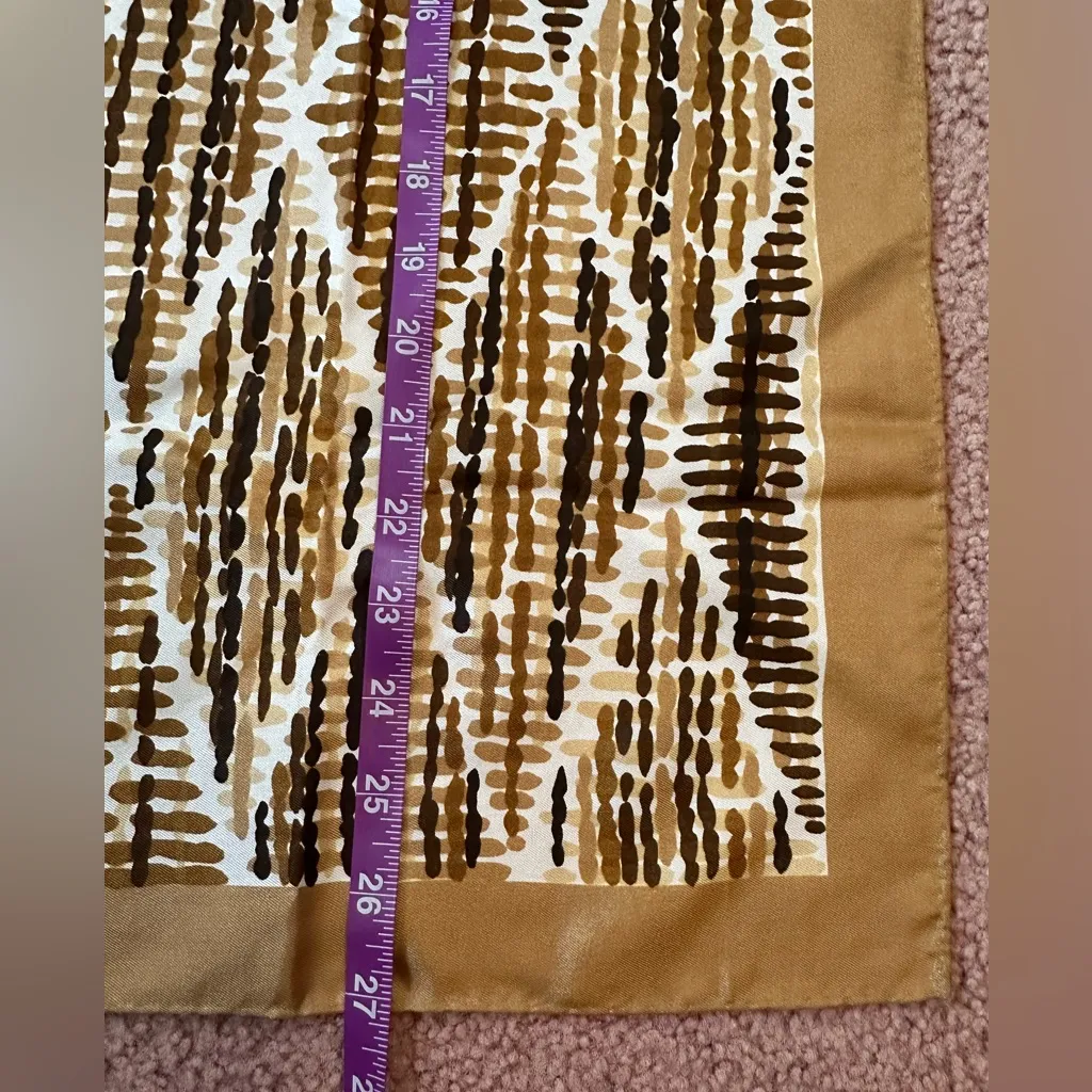 VTG 60’s Tan Geometric Glentex Scarf 100% Acetate Japan MCM Musty Brown - Image 3
