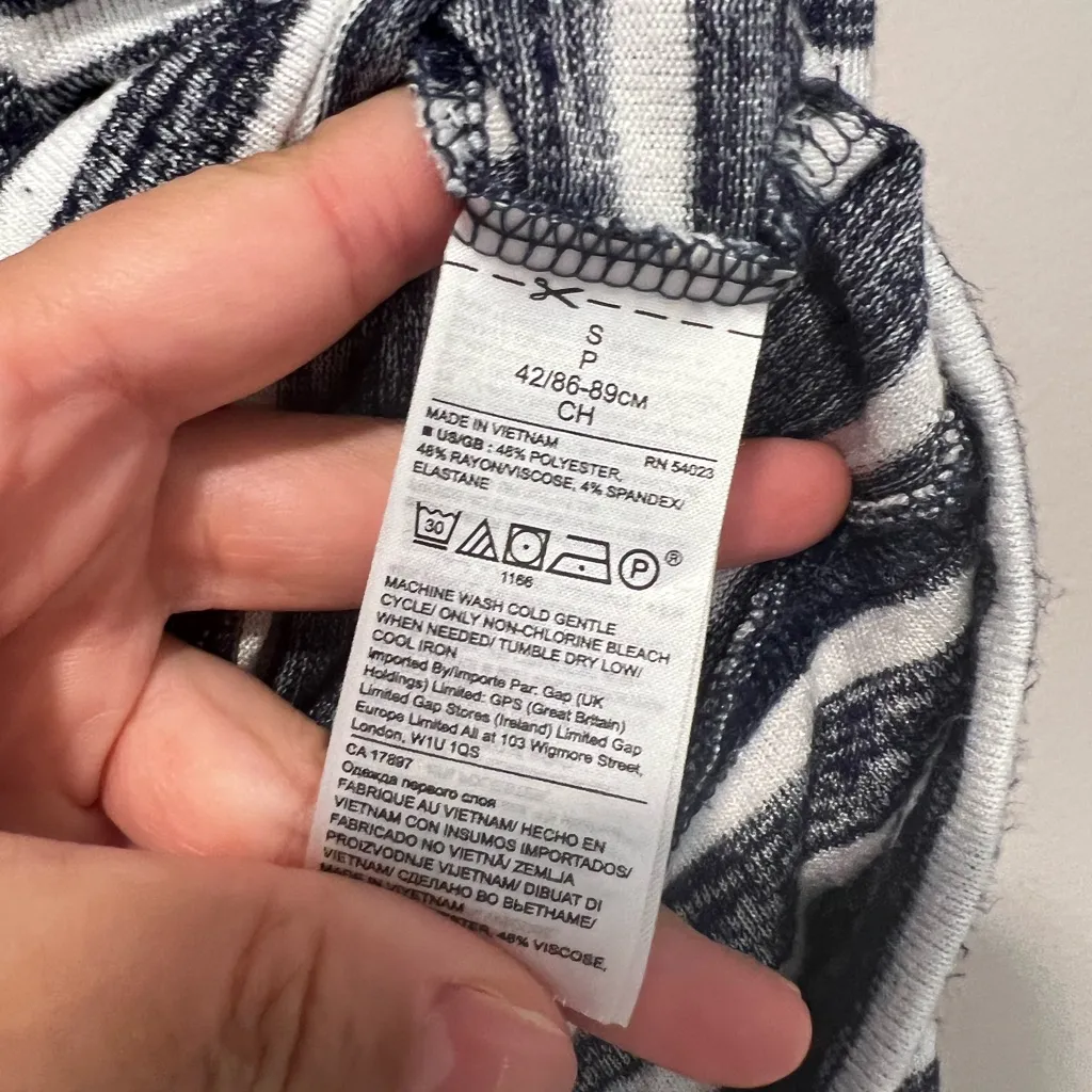 BANANA REPUBLIC Turtleneck Striped Mariner Long Sleeve Blouse Navy White Sz S - Image 4