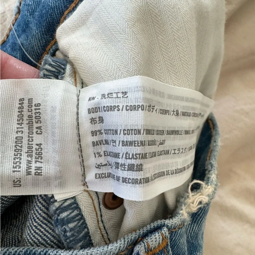 Abercrombie & Fitch Boyfriend Mid-Rise Jeans Distressed Cropped Denim 26/2 Short - Image 12