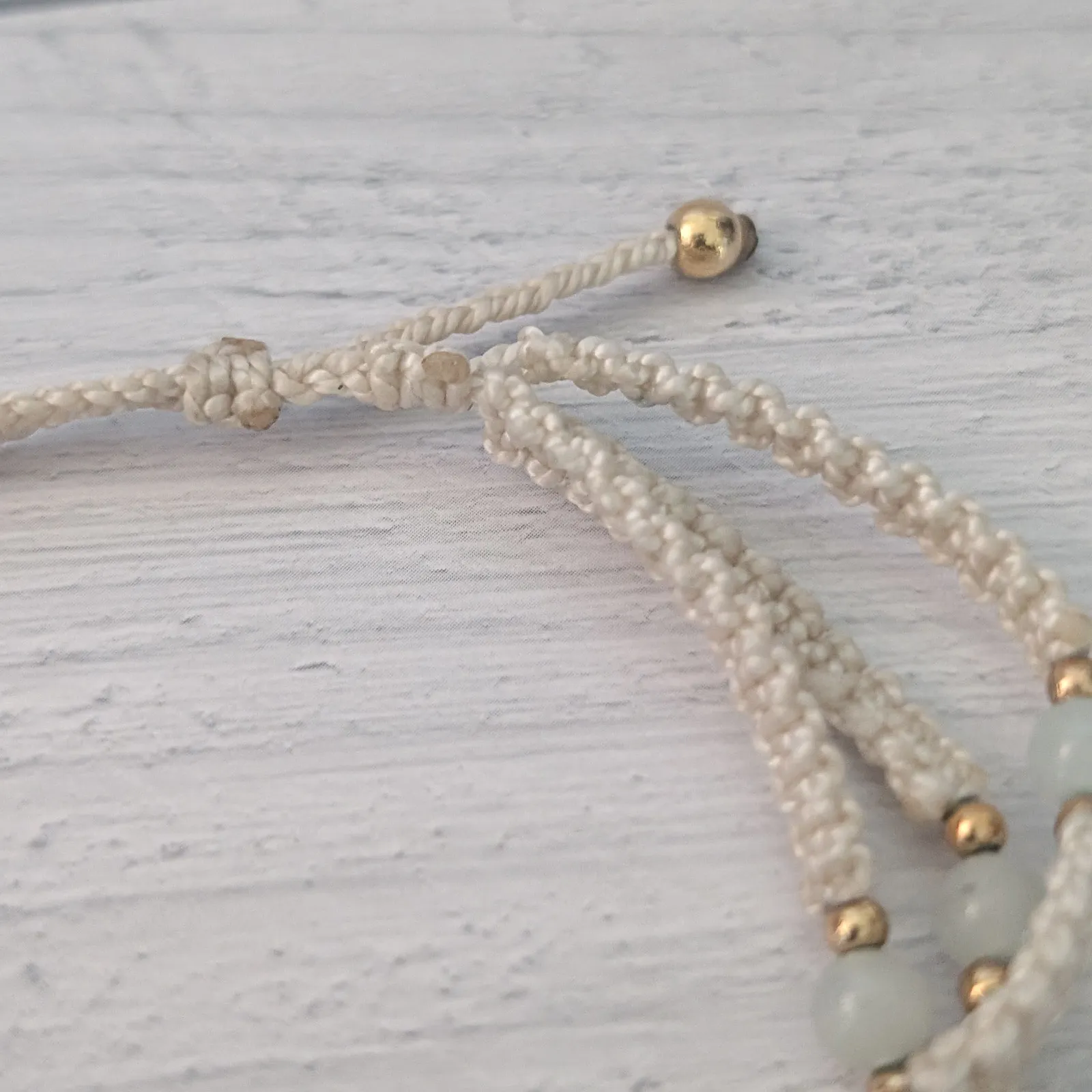 Adjustable Bracelet Multi Row Cream with Green - Image 5