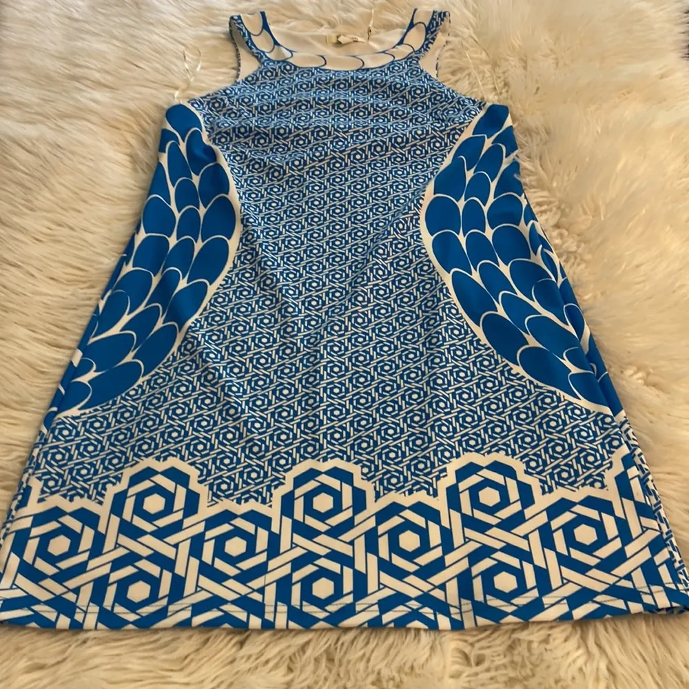 ARYEH Blue and White Sleeveless Dress size M brand new length 35” bust 34” - Image 7