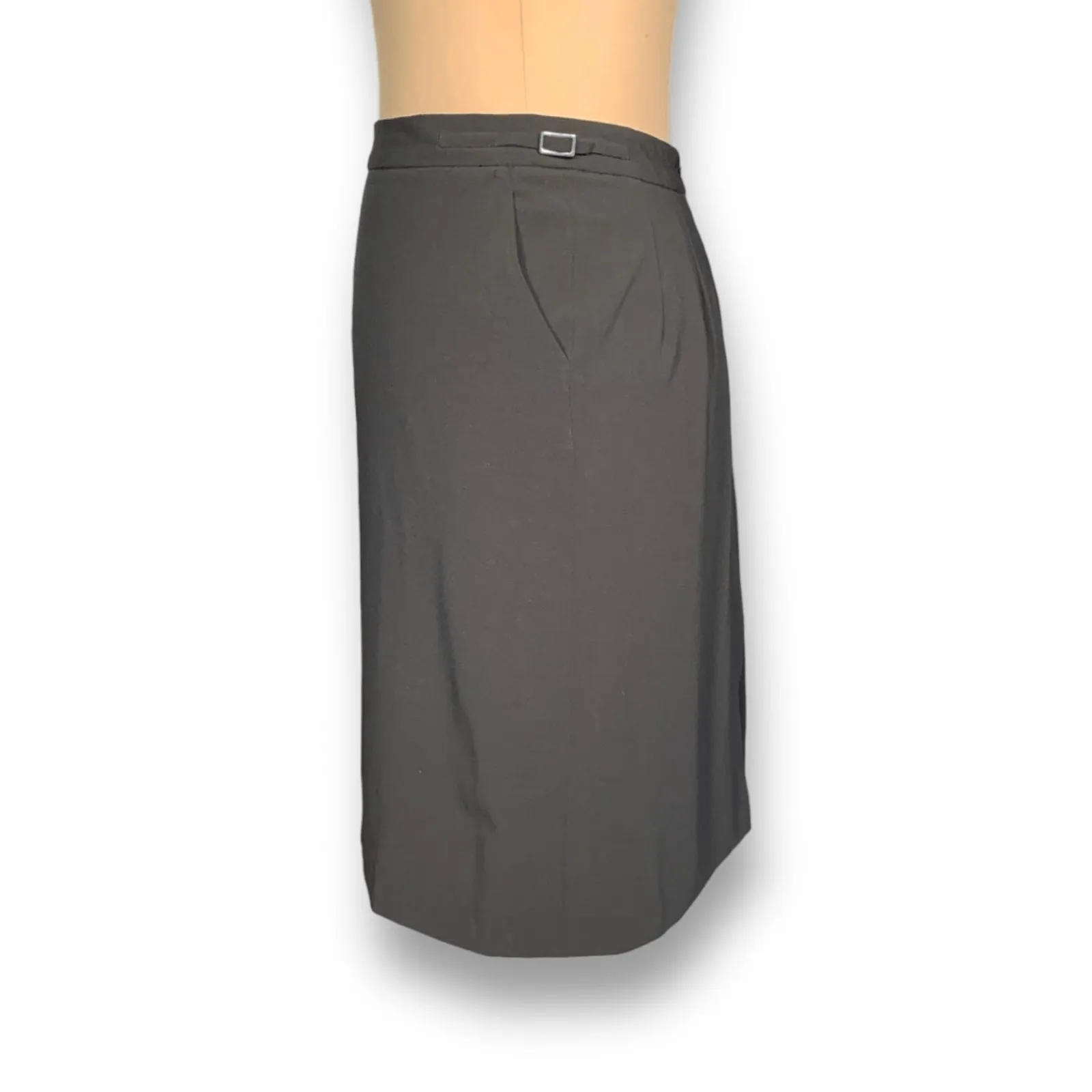 Vintage 90s Giorgio Armani Classico Black Wool Skirt IT 50 Made in Italy Skirt - Image 2