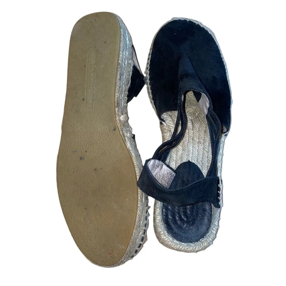 Suede Black Slingback Espadrilles Size 8 - Image 6