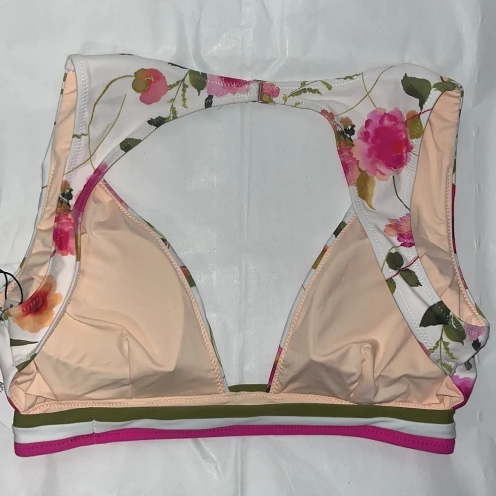 Nanette Lepore Plunge Halter Swim Bikini Top Floral “Silk Blossoms” Women’s 4 - Image 8