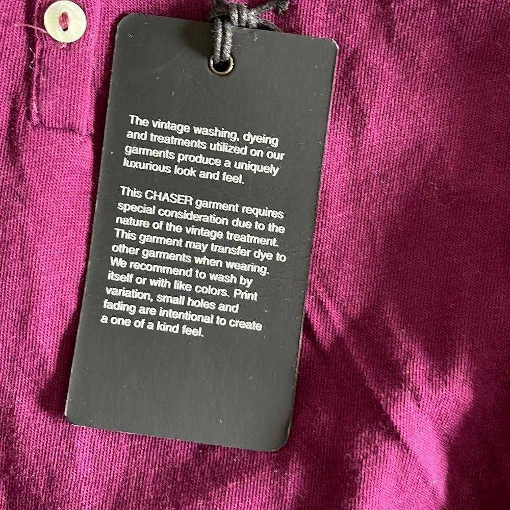 Chaser Womens Long Sleeve Shirt Top Button V Neck Casual Wine/Purple Size Medium - Image 7