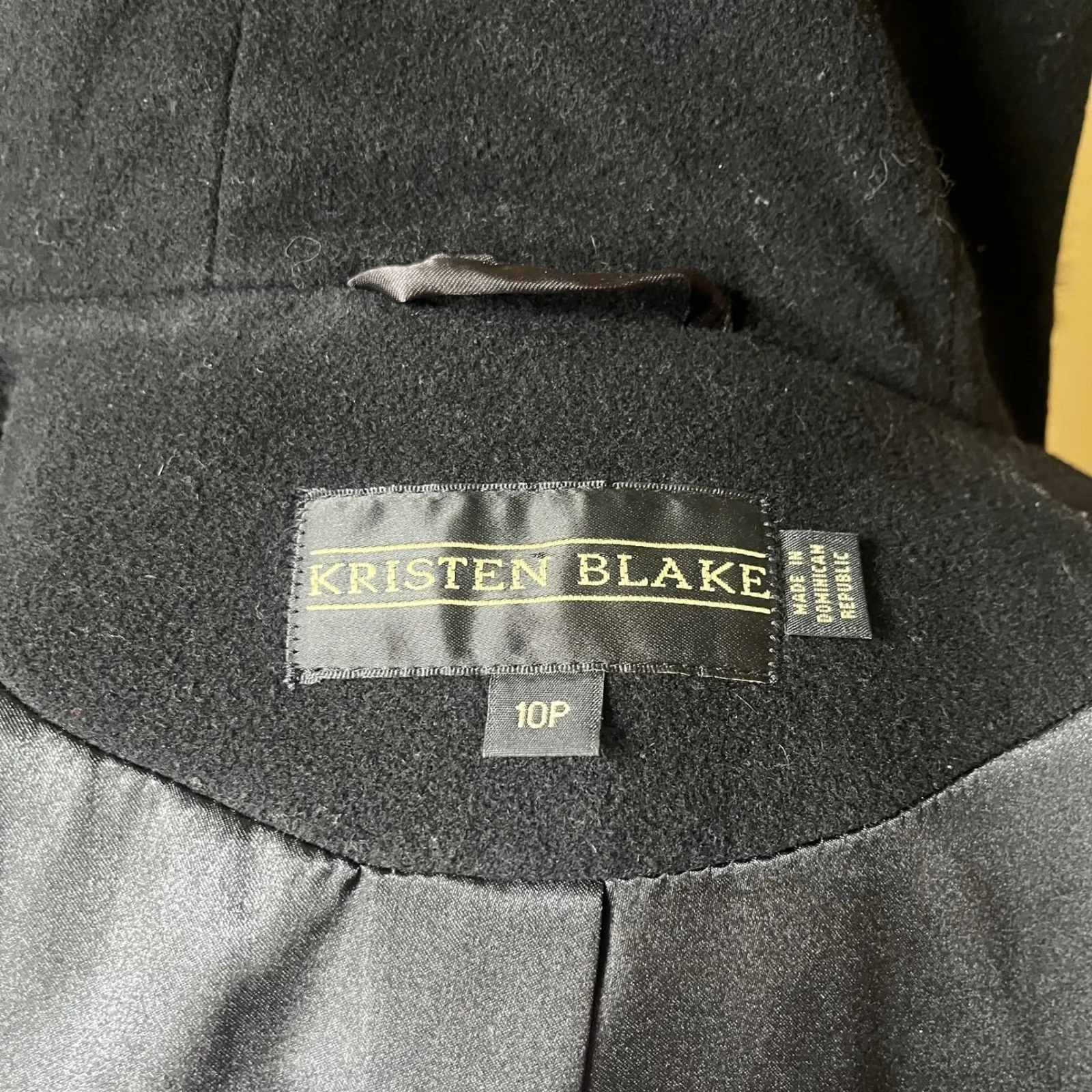 Vintage Kristen Blake Black Wool Cashmere Coat Fox Fur Hooded Coat Size 10P - Image 8