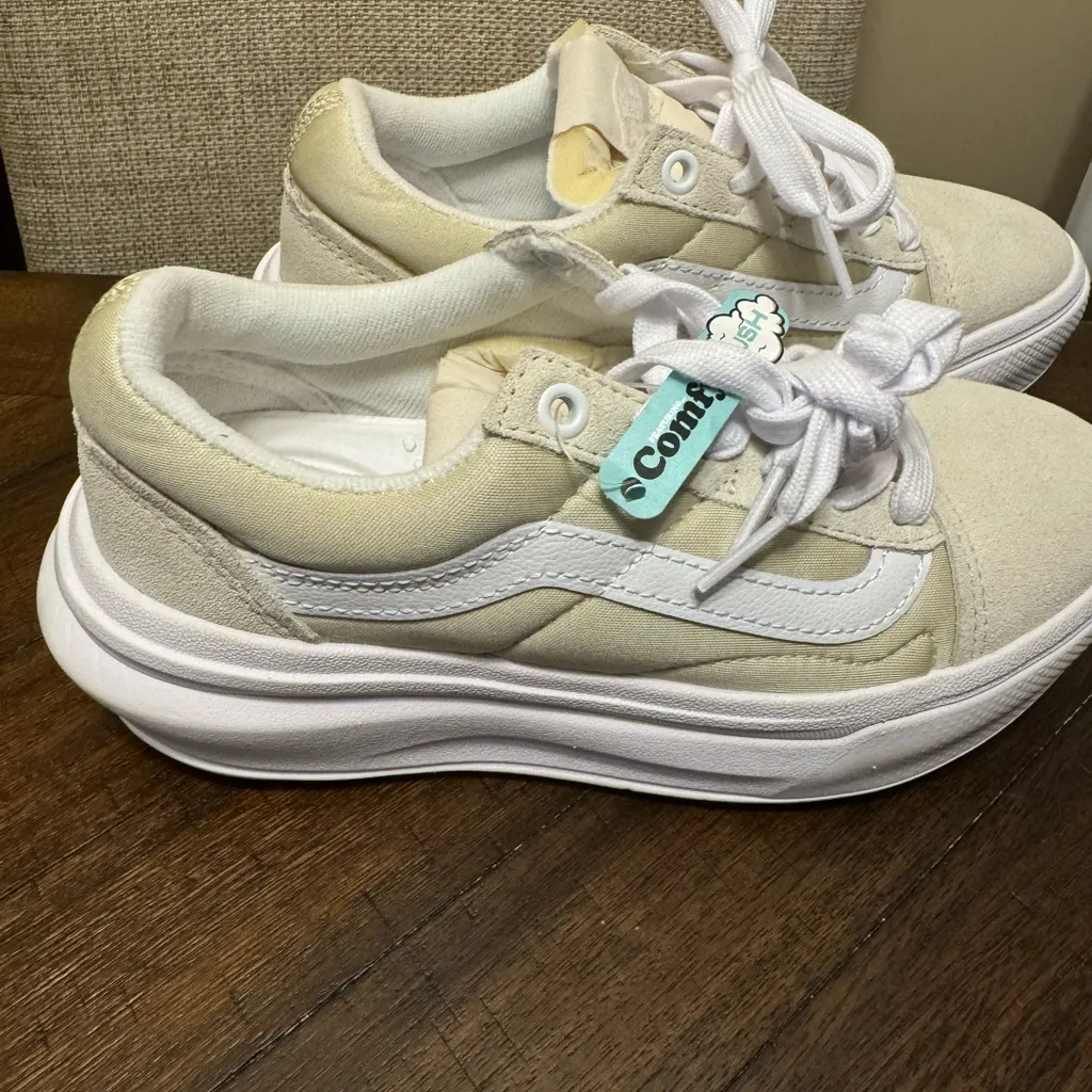 New Vans Shoes M3.5 W5 Old Skool Comfy Cush Over Sand‎ Ivory Casual Platform - Image 3