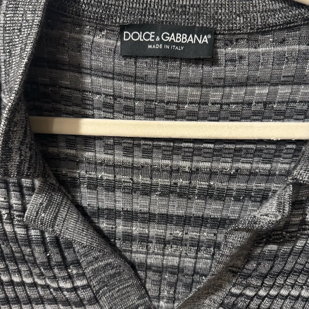 Dolce‎ & Gabbana Gray Striped Knit Top - Image 2